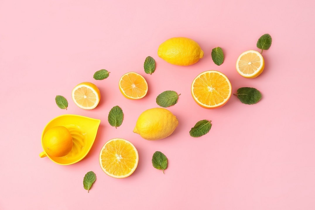 Healthy,Citrus,Fruits,On,Color,Background